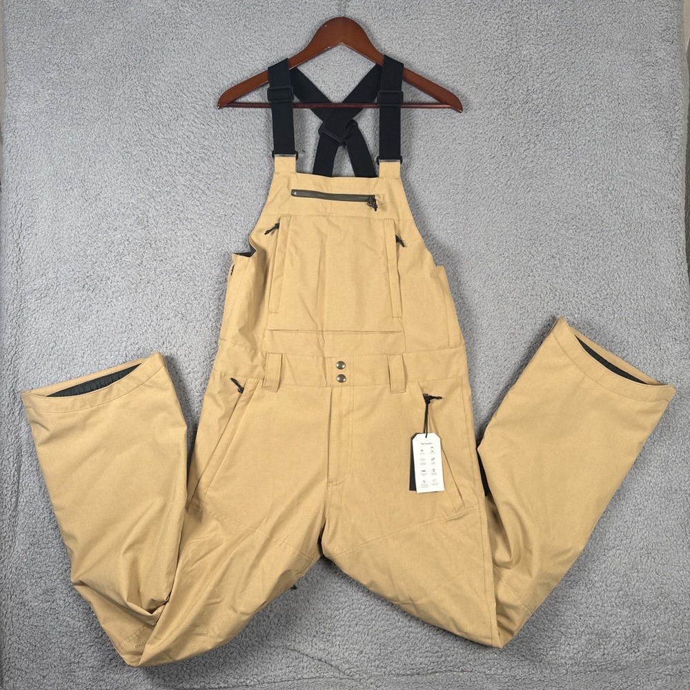 IMPERIAL MOTION Snow Pants Mens Small Tan Snowboard Ski Bib Overalls Technical